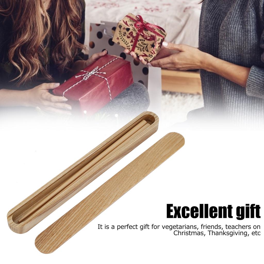Reusable Wooden Chopsticks Portable Tableware Gift Set Kitchen Utensils for Eating with Box(White Wax Chopstick Box Chopsticks )