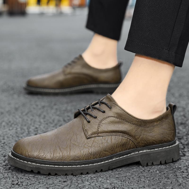 

Мужская повседневная уличная рабочая обувь, кожаная обувь в британском стиле, удобные лоферы, свадебная мужская кожаная обувь, деловая британская форма 39 хаки