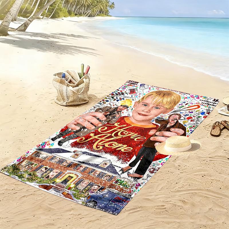 Home Alone Christmas Print Beach Towel, Large Soft Quick Dry Towel for Beach Camping Swimming