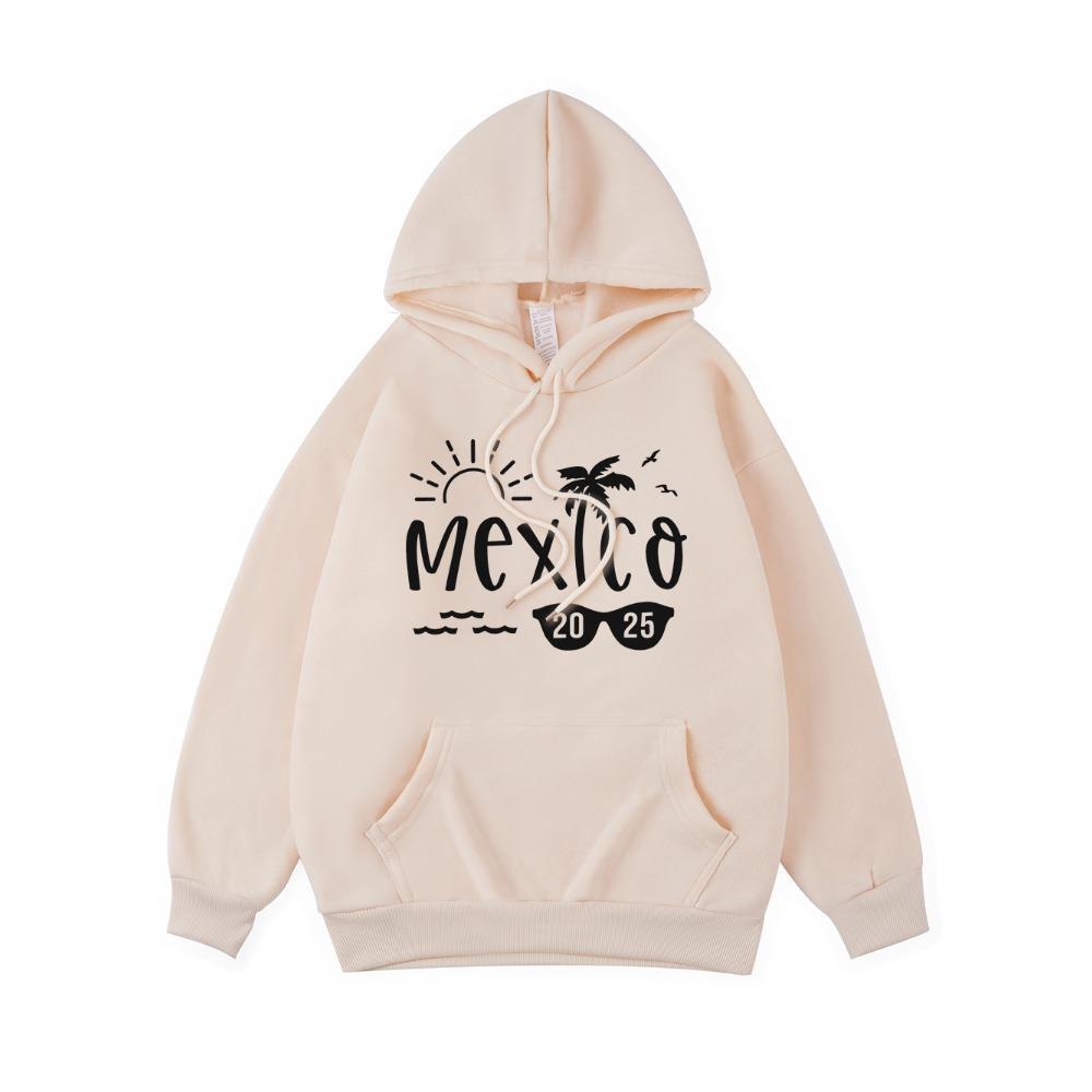 Mexico Beach Printing Hoodies Womens Basics Comfortable Hooded Fleece Warm Loose Sweatshirt Pocket Womans Streetwears