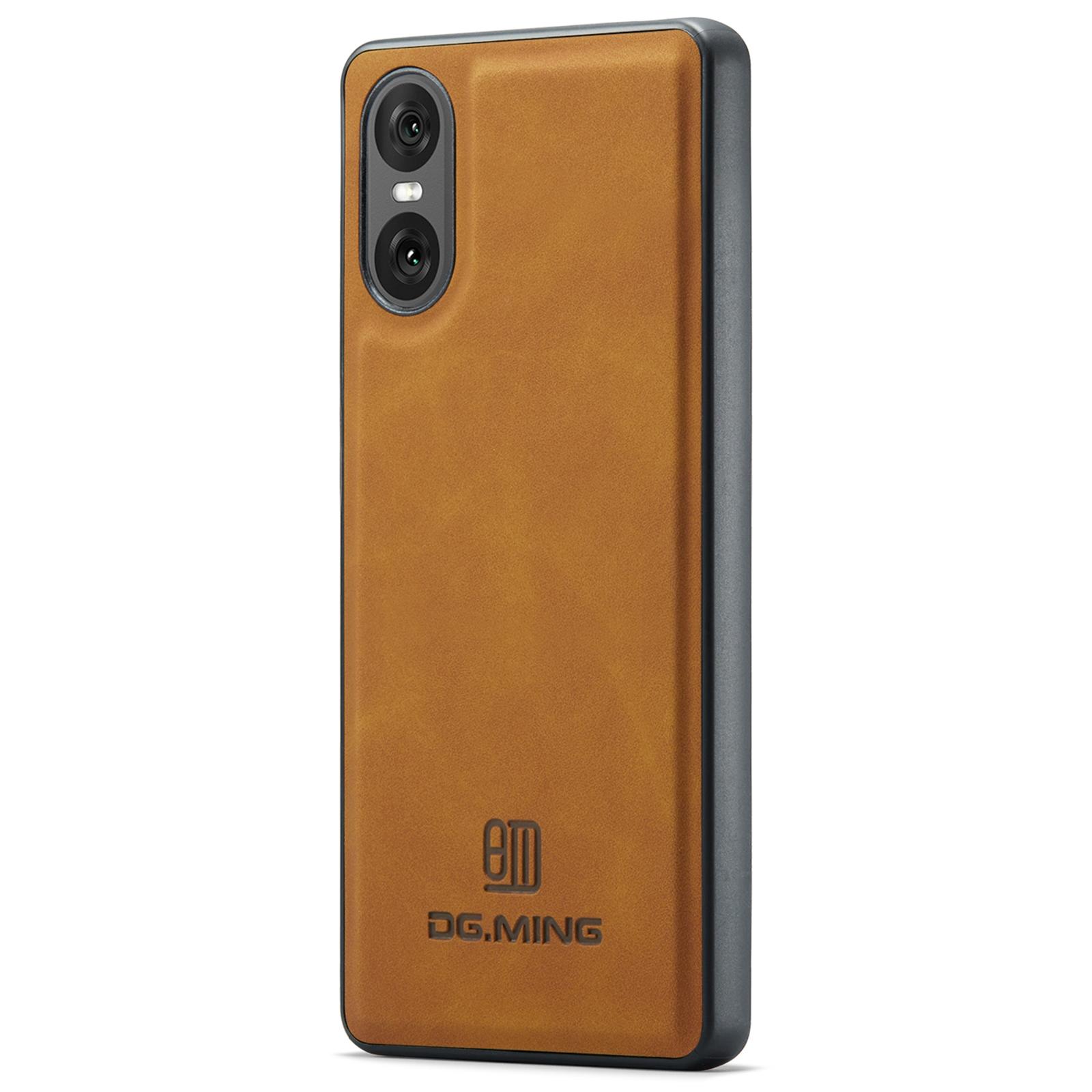 

DG.MING Для Sony Xperia 10 VI Чохол PU Шкіра+PC+TPU Гібридний Чохол для Телефону Brown