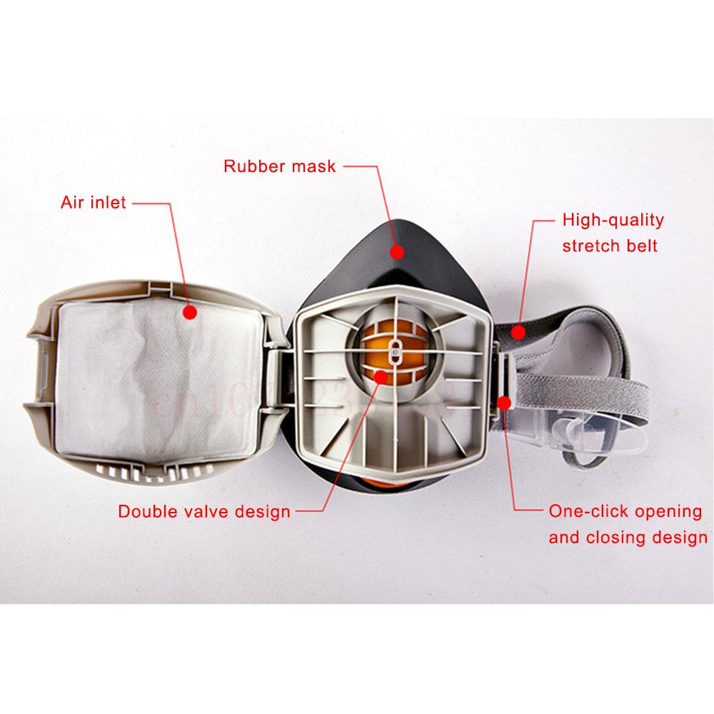 Dust Mask +20pcs Filter Cotton Respirator Half Face Dust-proof Mask Anti Industrial Construction Dust Haze Fog Safety Gas Mask
