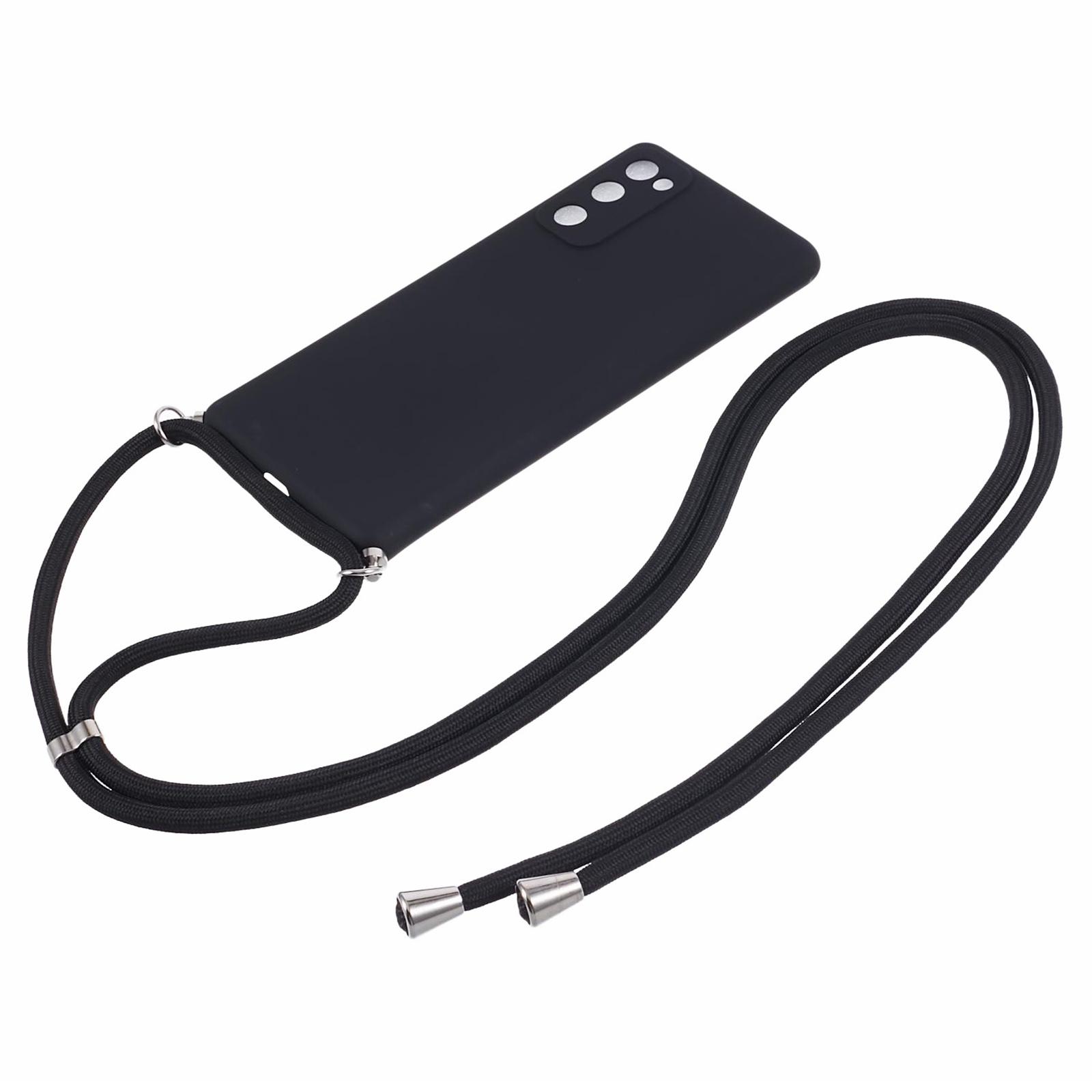 

For Samsung Galaxy S20 4G/5G Crossbody Case Flexible TPU Fiber Lining Anti-Shock Phone Cover Black