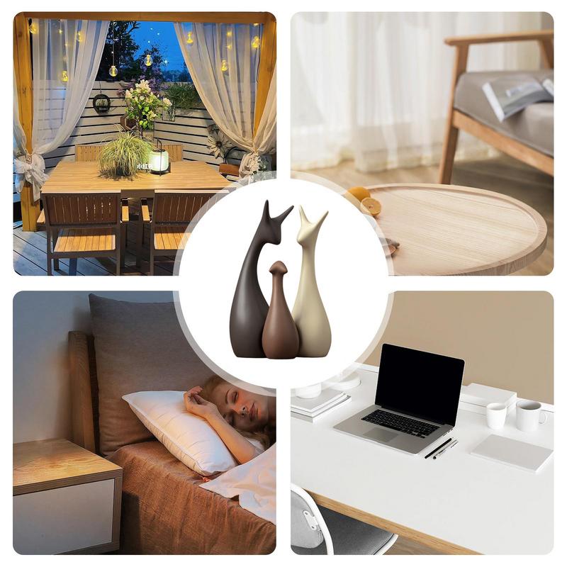 Family Of Three Figurine 3PCS Creative Ceramic Animal Sculpture Art Figurines For Family Lovely Home Accessories For Living Room