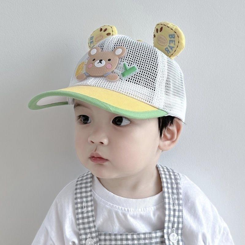 2026 Summer Toddler Mesh Baseball Cap Cute Bear Lightweight Sun Hat for Kids 1-5 Years