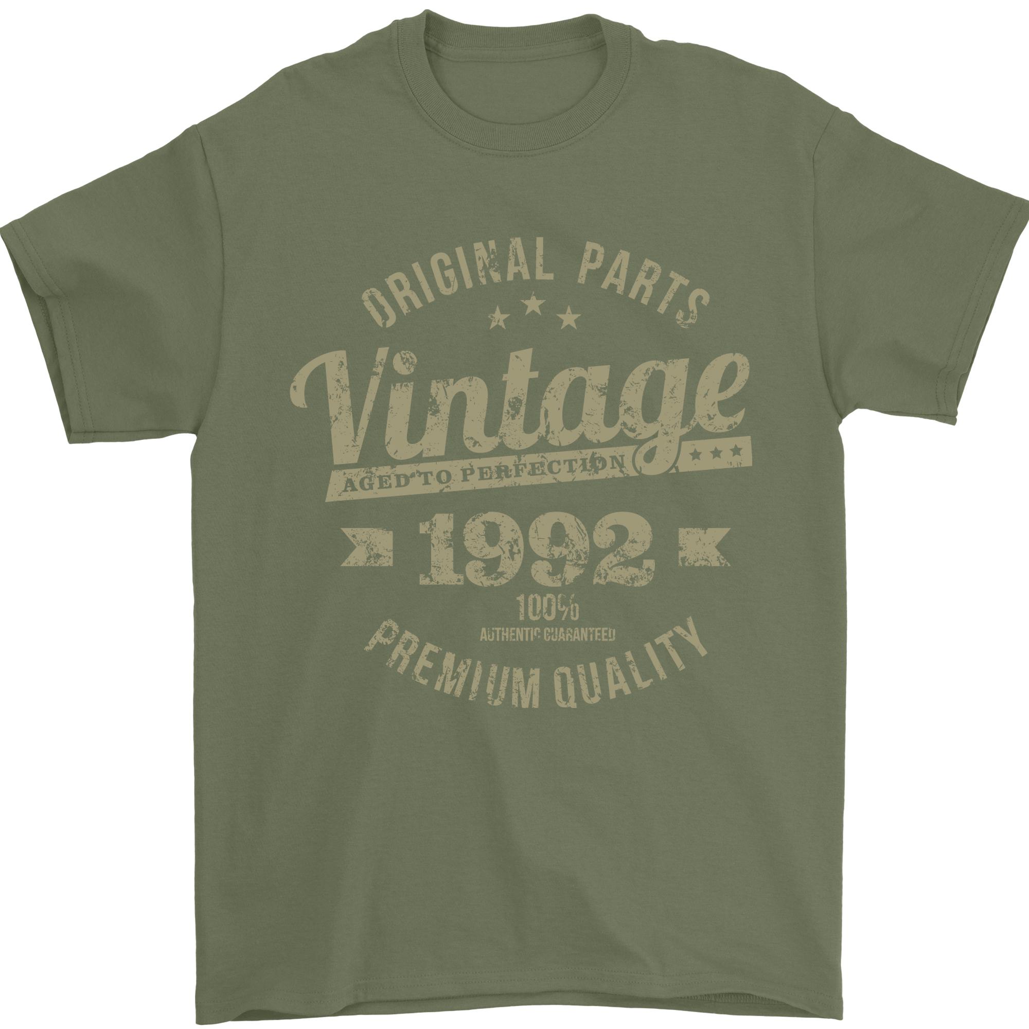 Vintage Year 34th Birthday 1992 Unisexs TShirt 100 Cotton Military Green S