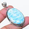 Natürlicher Larimar Edelstein Handgefertigter 925er Sterling Silber Schmuck Anhänger 1,97" AP-14733