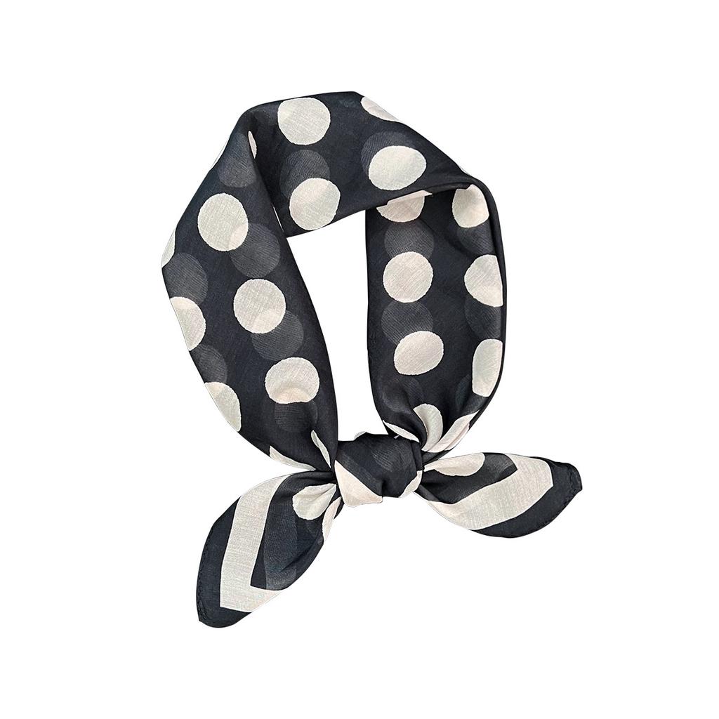Classic simple polka dot silk square scarf summer thin with professional tooling scarf 11CM neck protection silk scarf