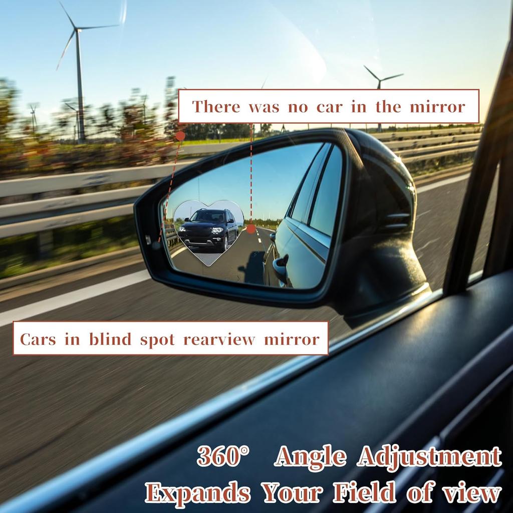 Heart Blind Spot Mirrors 2 Pack, Adjustable Wide Angle Car Side | Convex Rear View Mirror for Cars, SUVs & Trucks. Eliminates Blind Spots, Enhances
