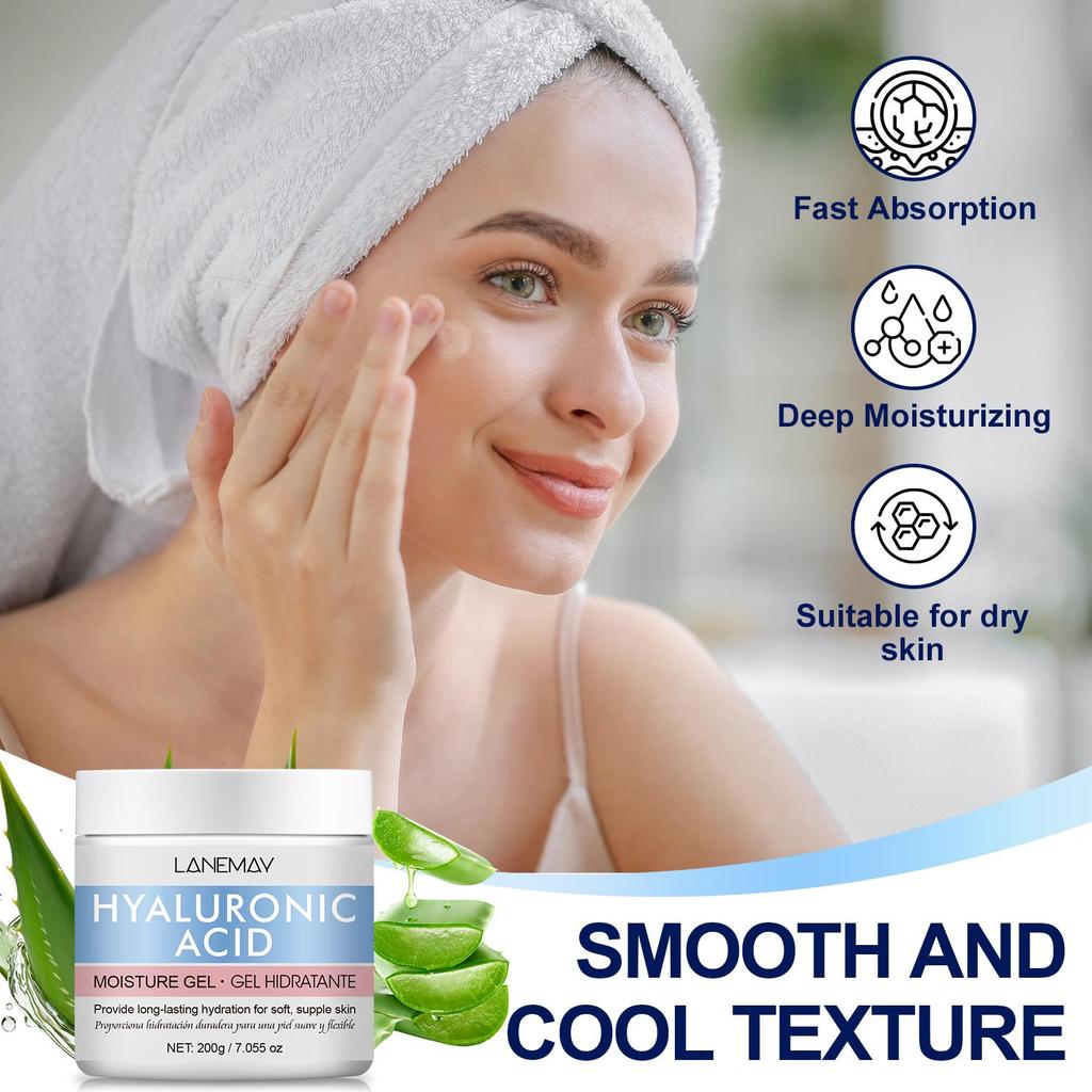 Hyaluronic Acid Moisture Gel-Provide Long-Lasting Hydration For Fine Lines And Wrinkles Keep Skin Soft, Supple-Suitable For All Skin Types, 200ml
