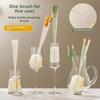 5 In 1 Cleaning Brush Sponge Brush Multifunctional Detail Brush Long Handle 360° Rotation Thermos Cup Brush Multipurpose Household Cleaning Tools