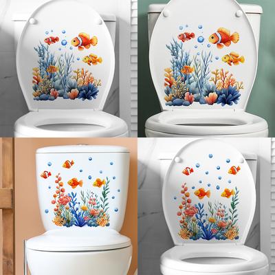 Unterwasser Korallen Wasserpflanzen, Goldfisch Badezimmer Toilette und Toilettenaufkleber zur Verschönerung und Dekoration