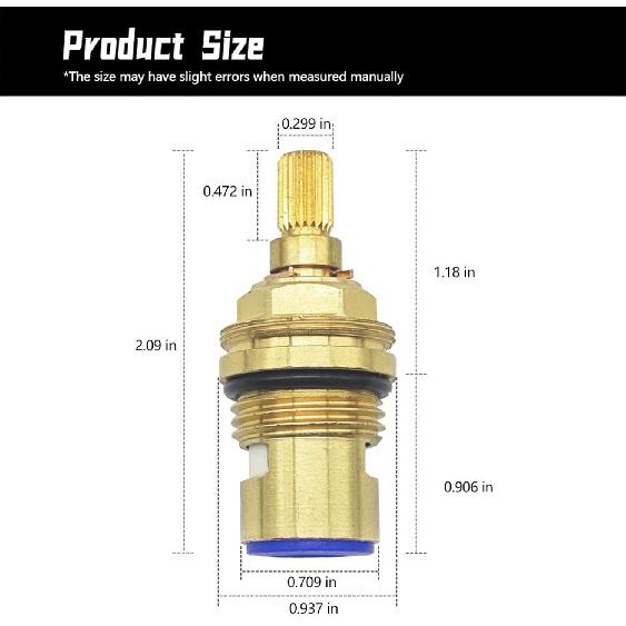 45883000 Ceramic Cartridge Compatible with Grohe Faucet Cartridge 1/2 Inch 1/4 Turn Clockwise Open 90 Degrees Right Side Close Cold Water for Ceramic