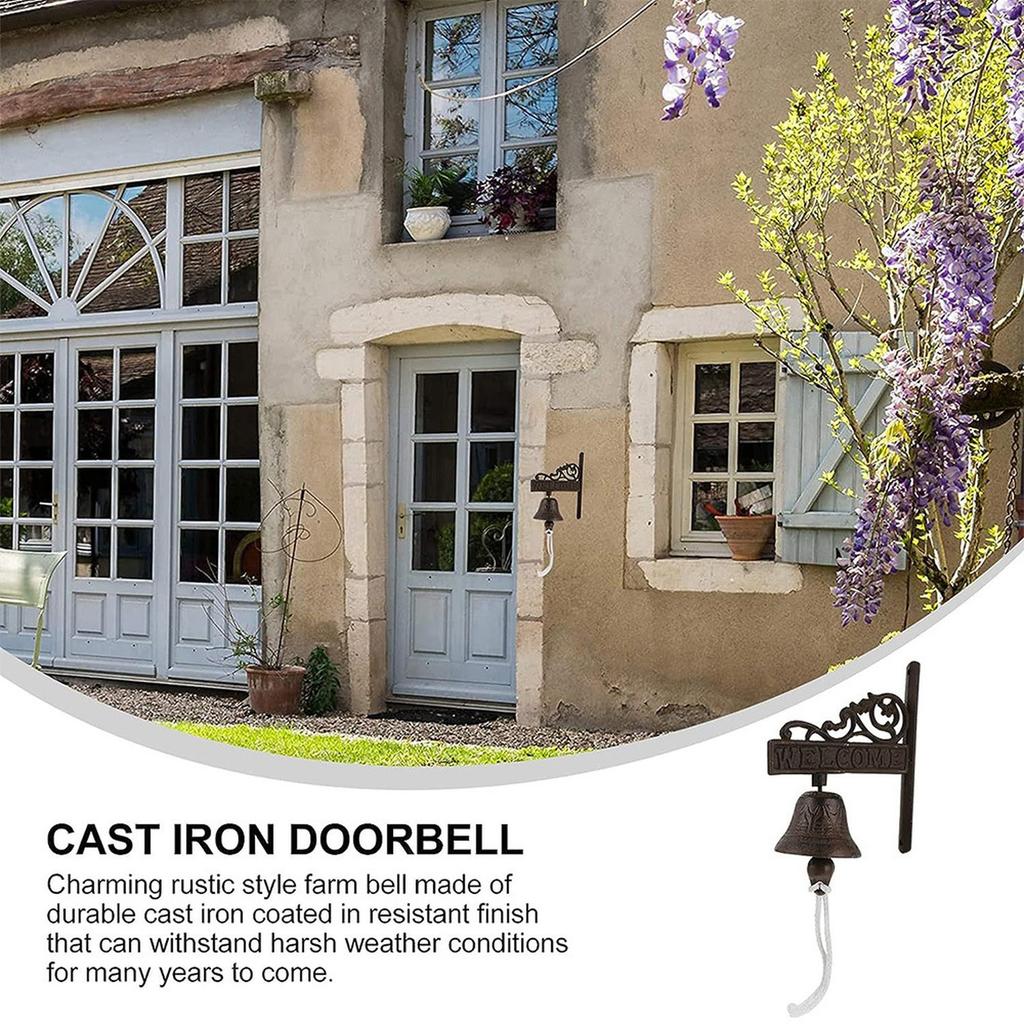 Retro Dış Mekan Çanı Rustik Vintage Büyük Demir Duvara Monte Metal Kapı Zili Dış Mekan Dekoratif Çanlar İçin