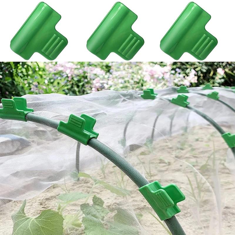 12Pcs Greenhouse Film Clamps Garden Tarpaulin Netting Tunnel Hoop Pipe Clamp Shed Row Cover Shading Frame Support Planting Tools