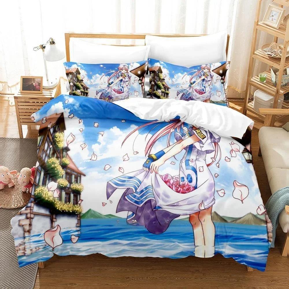 New 3D Anime Bed Sheet Aria the Animation Bedding Set Single Twin Full Queen King Size Bed Set Adult Kid Bedroom Duvetcover Sets
