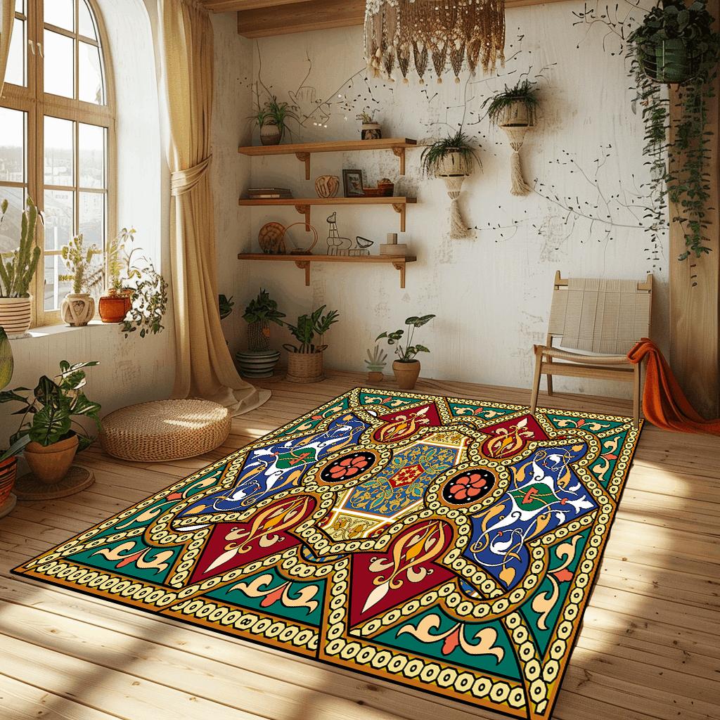 Bohemian Ethnic Carpets for Living Room New Morocco Style Bedroom Rugs Portable Coffee Tables Mat Washable Large Area Carpet