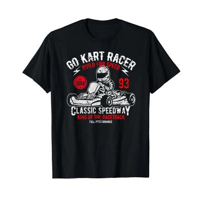 Vintage Go Kart Racer For Racing Fans T Shirt Black S Vintage Washed Homme Versatile Comfortable Unisex Casual Graphic