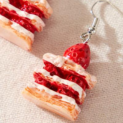 Ins Sweet Acrylic Strawberry Cake Pendant Earrings Quality Drop Earrings For Girls Women Gift Lovely Jewelry