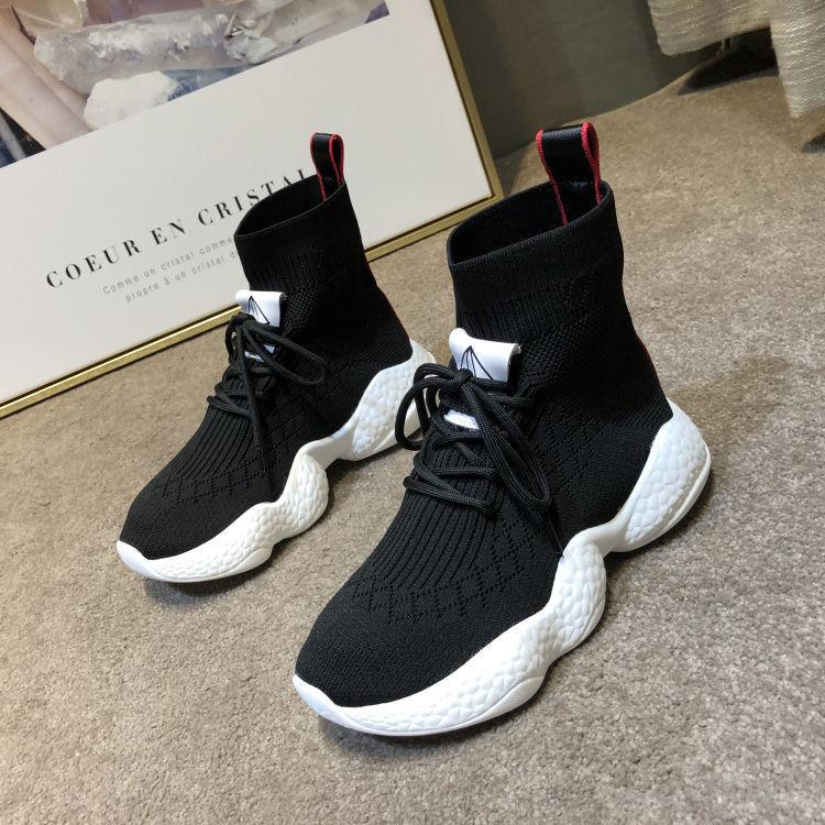 European station 2025 autumn high-top women's boots muffin thick-soled elastic Martin boots casual sports socks shoes short boots tide