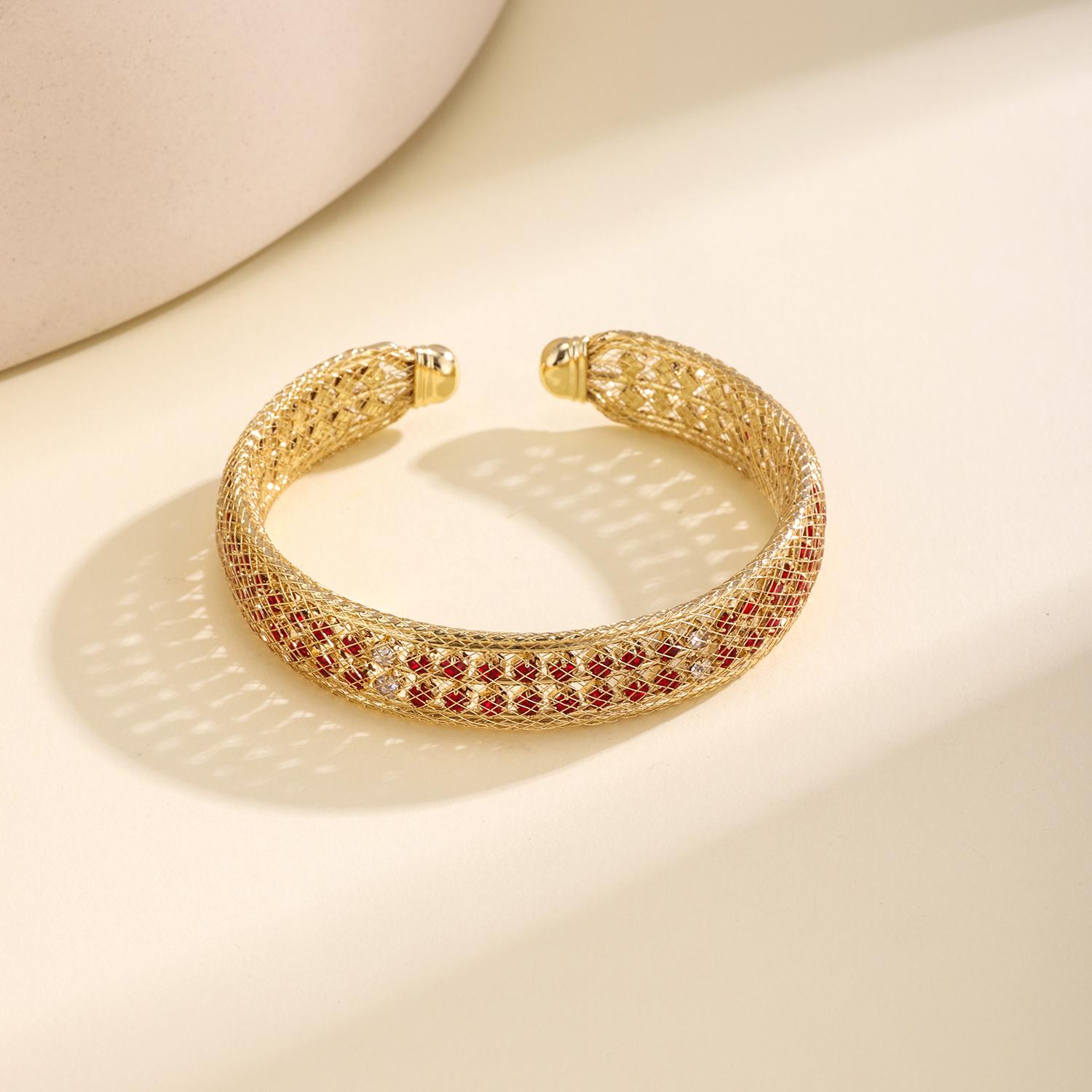

Nidin New Arrival Filigree Open Cuff Bangle With Zircon Middle Eastern Style Adjustable Bracelet For Women Wedding Party Jewelry 50-52mm