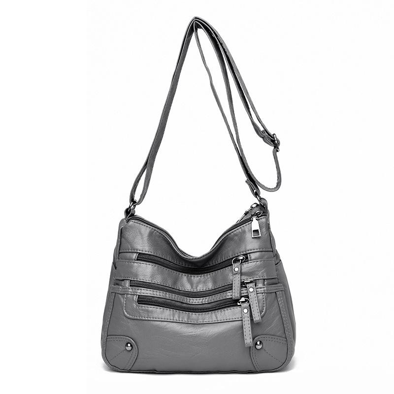 Korean Versi Multi-layer Large Capacity Shoulder Bag, Fashi Leather Women's Crossbody Bags, Unisex, Suitable for Commuting