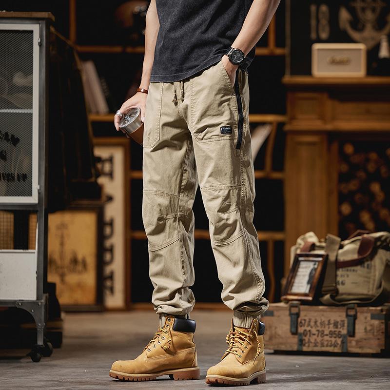 Funktionelle Outdoor-Arbeitshose mit mehreren Taschen für Herren, Herbst, Slim, Amerikanische Haremshose, Herren-Freizeithose