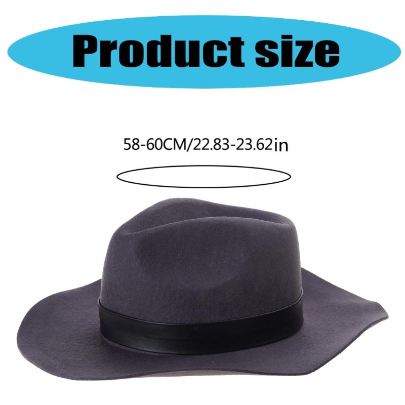 Roleplay Cowboy Hat Woolen Fedora Jazzs Hat Music Festival Hat Costume Decors
