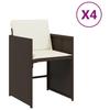 VidaXL Set of 4 Garden Chairs with Cushions, Patio Seats, Balcony Chairs, Outdoor Patio Furniture, Brown 4007458