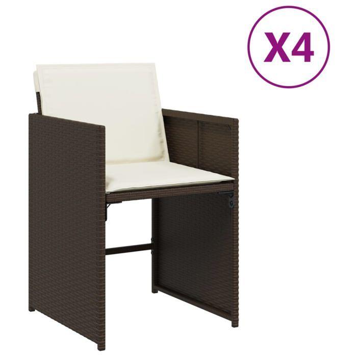 VidaXL Set of 4 Garden Chairs with Cushions, Patio Seats, Balcony Chairs, Outdoor Patio Furniture, Brown 4007458