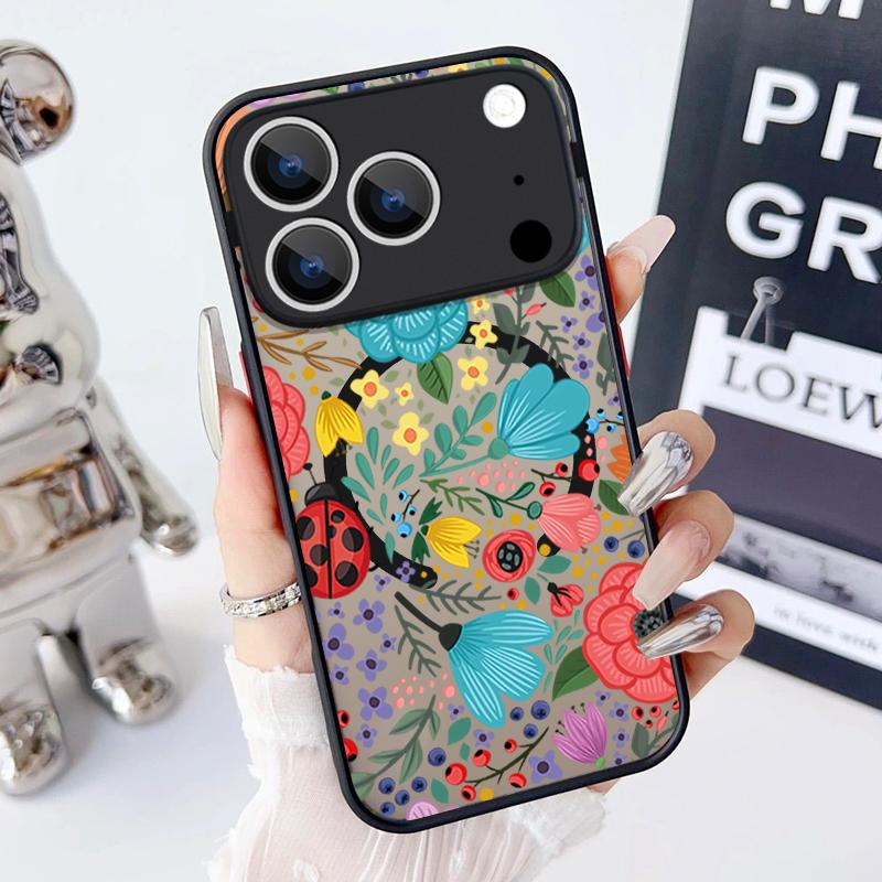Magnetic Colorful Flower Phone Case For iPhone 17 15 16 Pro Max 14 13 Pro 17 For Magsafe Wireless Charge Soft Edge Hard PC Cover