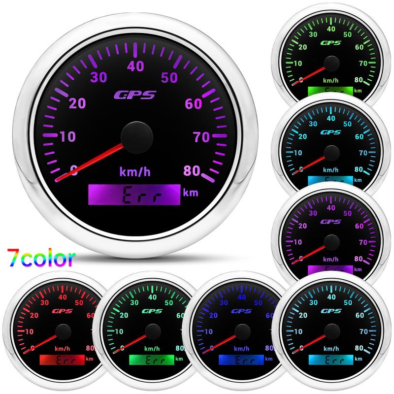 ZMFJH Auto Car 85MM GPS Speedometer Gauge with Antenna 7 Color LED Odometer Mileage 30-200KMH Speed Meter Marine Boat Waterproof