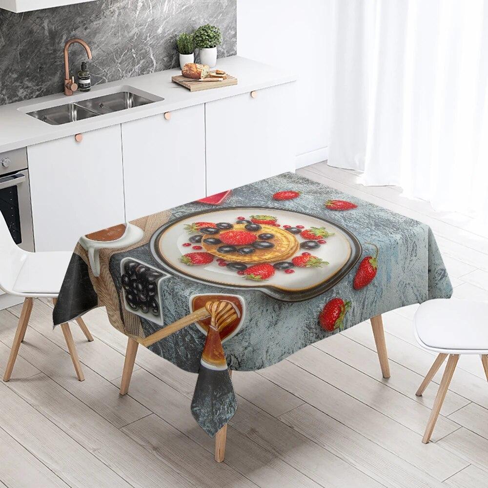 Gourmet Printed Tablecloth Anti-fouling and Waterproof Rectangular  Kitchen Restaurant Table Decoration