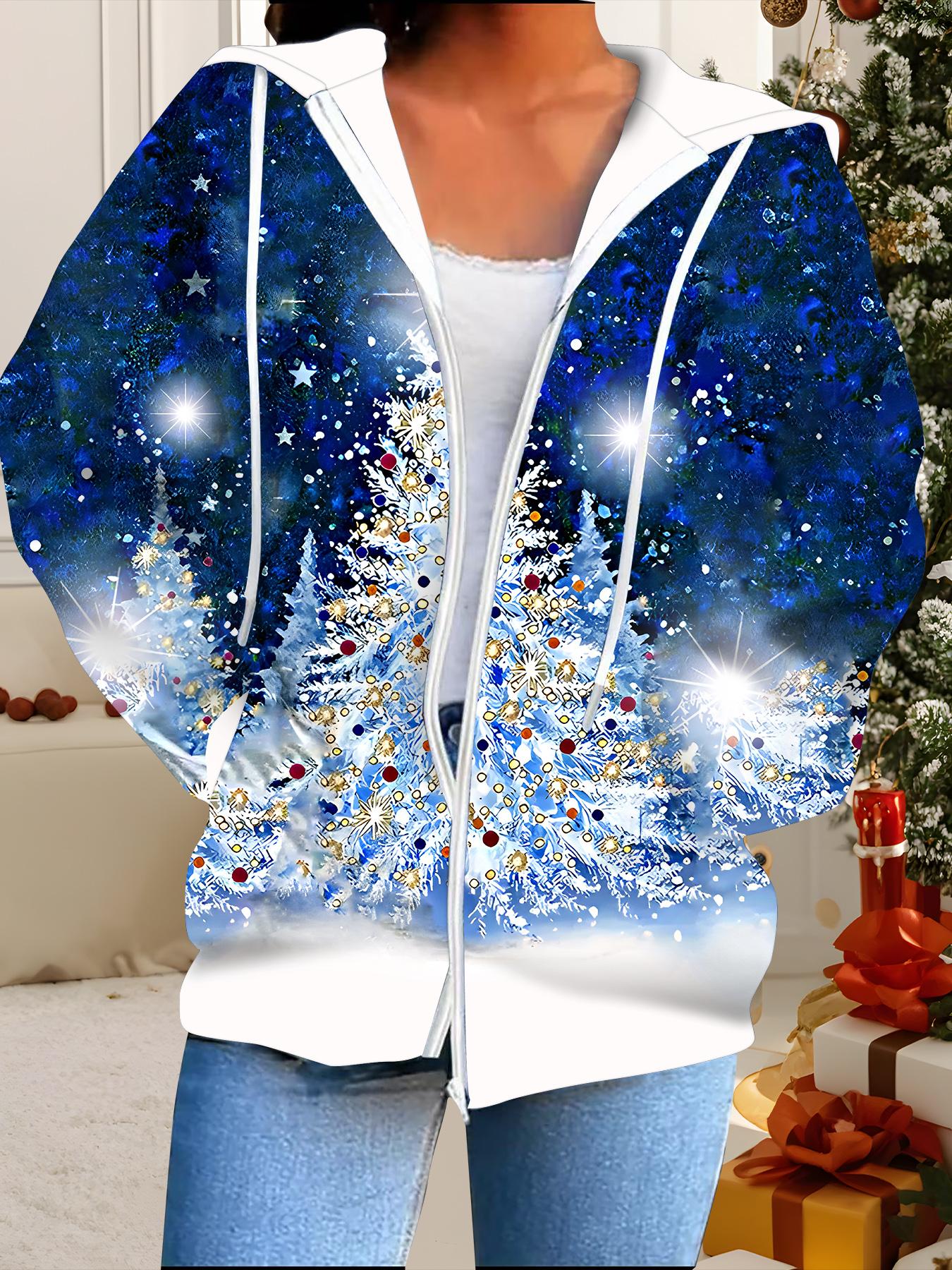 

Рождественский кардиган с капюшоном, 3D-печать, большого размера, осенне-зимний, в стиле ретро 5XL синий