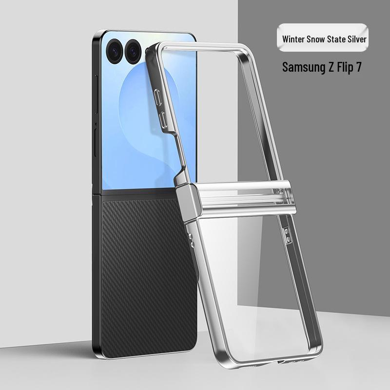 Samsung Z Flip Ultra-Thin Transparent Electroplated Drop-Proof Case Set for Models 7/6/5/4/3