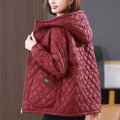 Women's Winter Loose Casual Parka Coat Middle-aged Mother Comfortable Long Sleeve Hooded Jacket