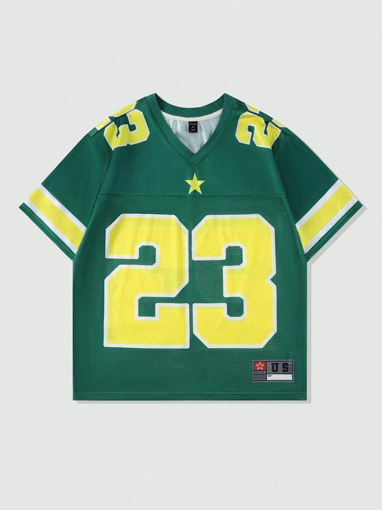 2025 Neues Heißes Damen Sommer Y2K Mode Lässiges Hemd Street Retro Hip Hop 23 Hemd V-Ausschnitt Locker Atmungsaktiv Schnelltrocknendes T-Shirt