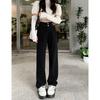 Personalized oversize wide-leg jeans women autumn and winter thin loose Korean version straight mopping jeans tide