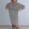 Women Dress Hooded Loose Solid Color Long Sleeve Pullover Knee Length Thick Warm Casual Fall Spring Midi Dress