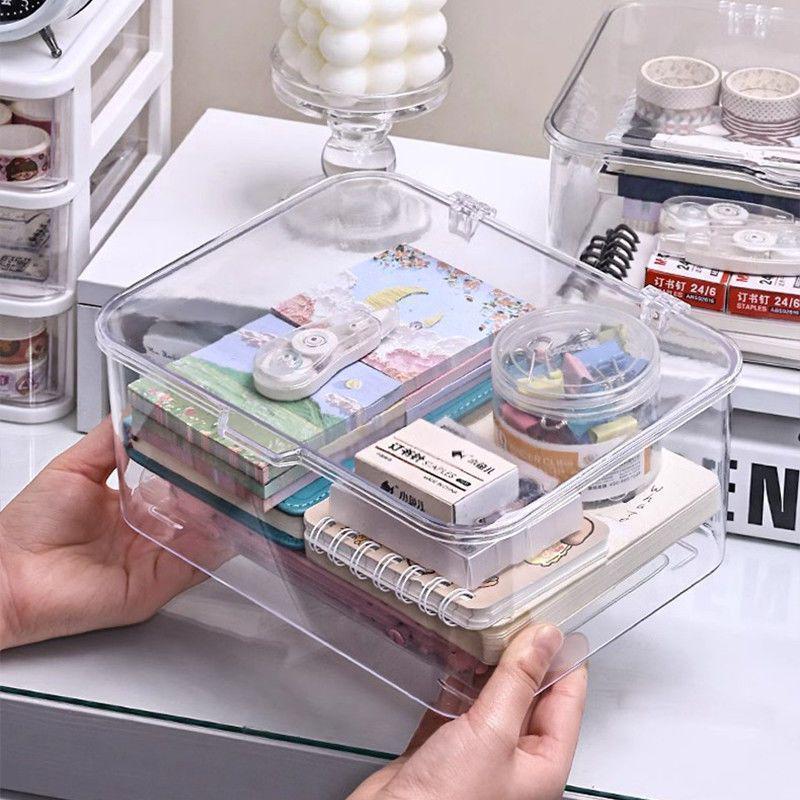 Transparent Acrylic Flip-top Desktop Organizer with Lid