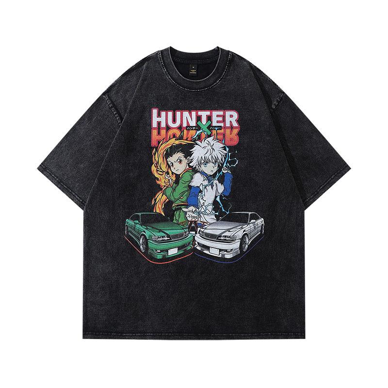 Men'S Hip-Hop Trendy Brand Butterfly Printing Small Neckline Old Short-Sleeved T-Shirt Men'S And Women'S High Street Washed Half-Sleeved Tee