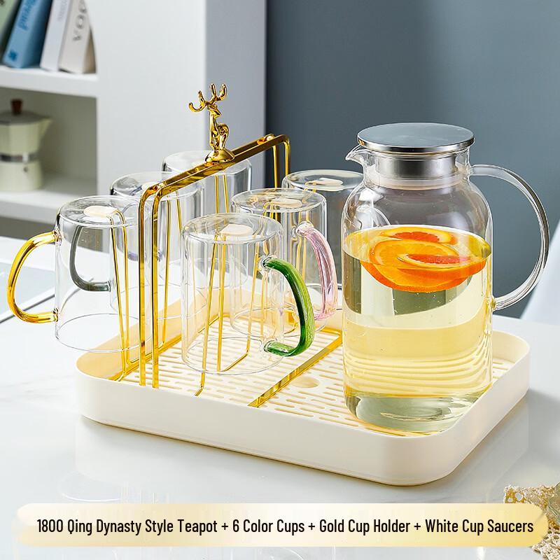 Qing Yun High Borosilicate Glass Cold Brew Teapot with 6 Cups Set