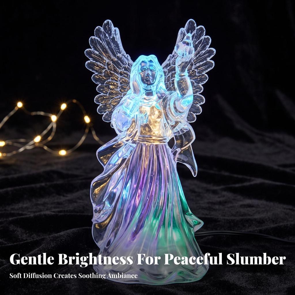 Angel Figurine Acrylic Decor Clear for Bedside Table, Holiday Display