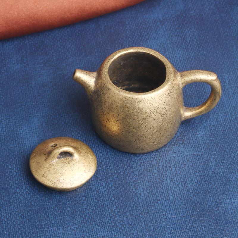 Brass -Fashioned Traditional Desktop Kung Fu Teapot Tea Ornaments Decoration Hand Pieces Old Copper Ware Wh