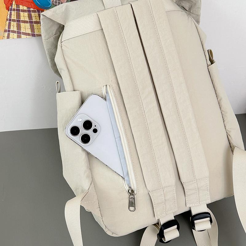 Drawstring Backpack Travel Contrast Backpack Lightweight Nylon Schoolbag