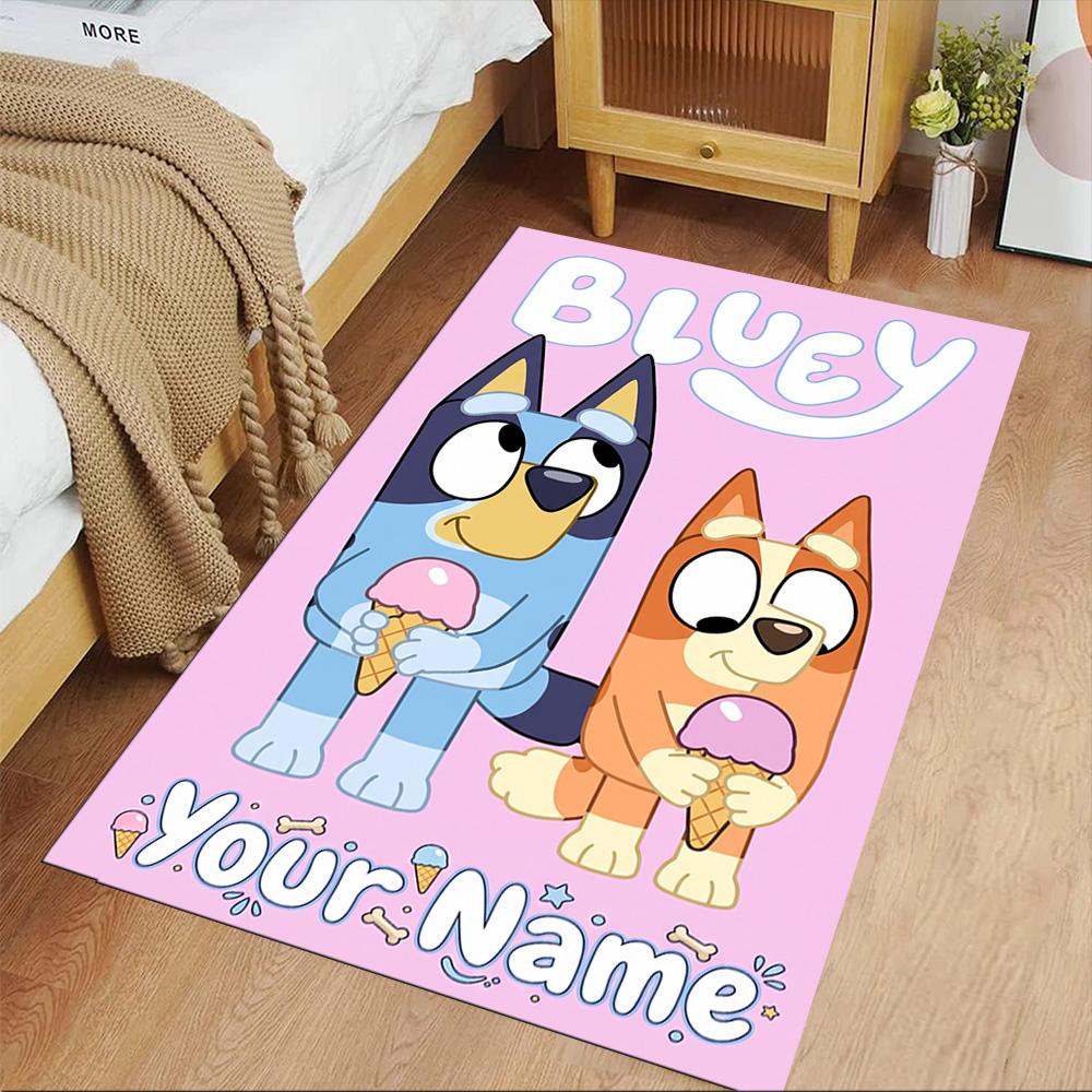Bluey Personalized Name Floor Rug Office Rug Design for Balcony Study room Entryway Bedrooms Antislip Carpet Decorate Offices