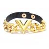 Qino PU Leather V-Chain Fashion Bangle: Stylish Couple's Bracelet