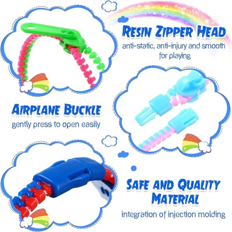 Friendship Fidget Zipper Bracelets Children Sensory Toy Fidgets Friendship Play Bracelets for Classroom Rewards Birthday