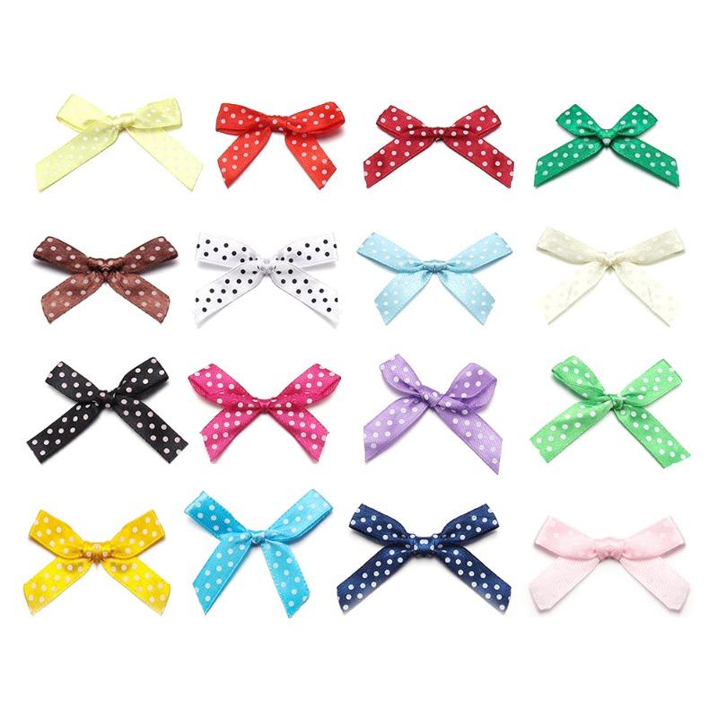 50pcs/lot Color Polka Dot Bow Ribbon Tied Bows for Clothing Gift Party Decoration DIY Hairpin Handcraft Accessories Materials