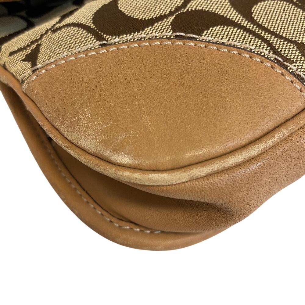 Coach 10567 Turn Lock Signature Canvas Shoulder Bag Brown Canvas Women Used